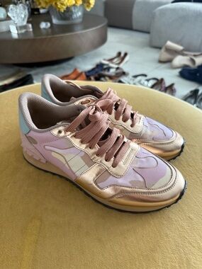 Valentino Pink and Rose Gold Athletic Sneakers